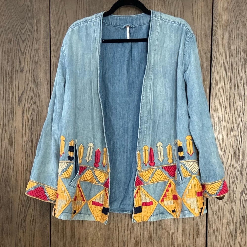 Free People Peruvian Swing Jacket in Indigo